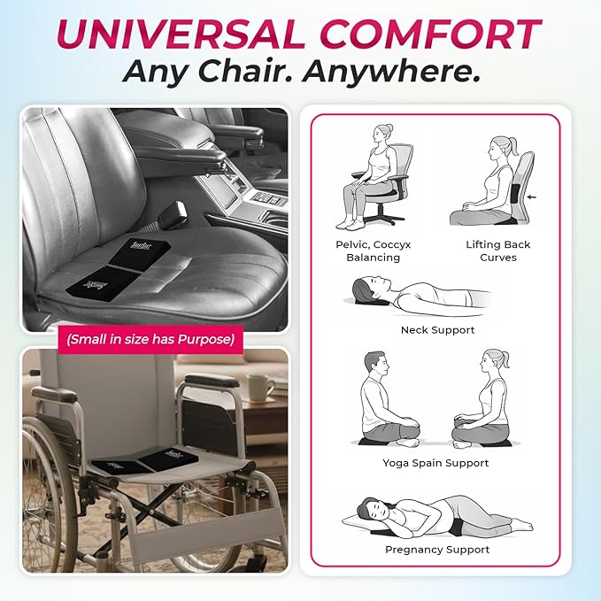 SmartSeat Wedges for Back, Knee & Sit Bone Support Posture Correction Pain Relief and Comfort Ideal for Office Chairs, Home Seating, Yoga, Meditation and Pilates Practice, Small Foam Wedges Pack of 2