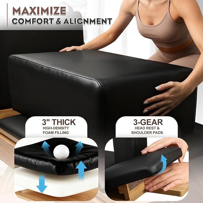 Pilates Reformer Machine, 95" Foldable Studio Grade Pilates Equipment with Adjustable Reformer Heights for Gym, Studio and Home, Oak Wood Pilates Reformer with Jump Board