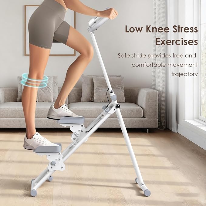 Stair Stepper for Home, Stair Master for Exercise at Home Folding Stair Stepper for Full-Body Workout Compact Stair Climber with Resistance/Phone Holder/Adjustable Handlebar & Pedals