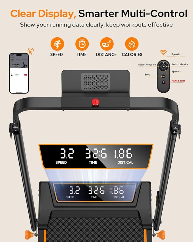 Walking Pad Treadmill with 12% Incline & Dual LED Display, 4 in 1 Walking Pad with Handle Bar, 3.5HP Foldable Under Desk Treadmill, Portable Treadmills for Home 350LBS, 4 Adjustable Incline, RGB Light