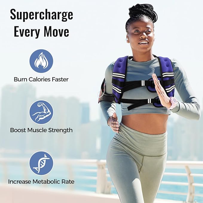 Weighted Vest for Women & Men with Reflective Stripe and Adjustable Buckle, Comfortable & Durable Rucking Vest for Walking, Running & Strength Training