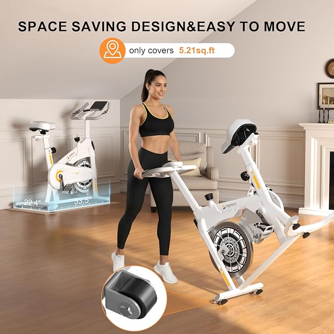 Exercise Bikes for Home,Spin Bike with Adjustable Magnetic,Brake Pad Resistance Silent Belt Drive,350lbs/300lbs Weight Capacity &Upgraded Version Seat for Home Cardio&Weight Loss(QM-530W)