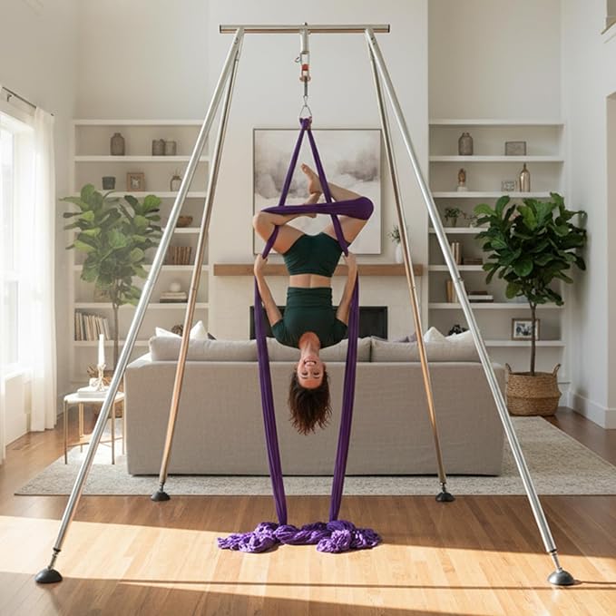 Houseables Aerial Silks, Yoga Swing, Aerial Yoga Hammock, Ariel Silk, Gymnastics Swing, Acrobatics Equipment, For Home, Indoor, Outdoor, Arial Setup, Rig, Sling, Portable