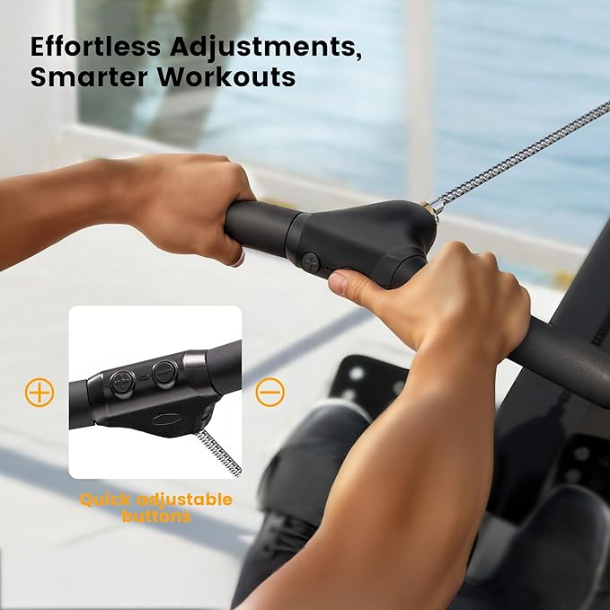 YOSUDA R2 Rowing Machine for Home, Professional Adjustable Air Resistance Rower Machines with Self-Powered Monitor, 53.7'' Row Rail, Ergonomic Comfort Seat, Easy Storage