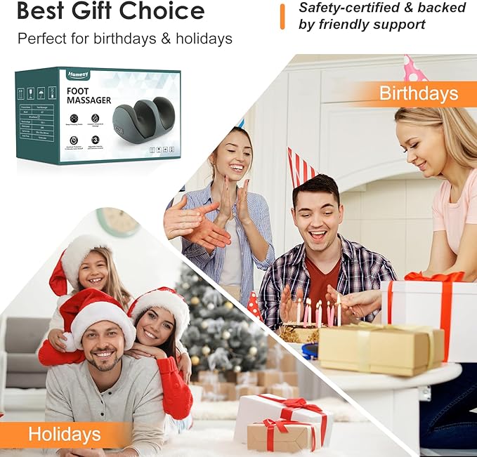 Foot Massager with Heat, Shiatsu Kneading Foot and Calf Electric Massager Machine with Roller, Massage Feet/Arm/Calf/Ankle for Relax, Plantar Fasciitis, Pain Relief, Gifts for Women & Men, Grey