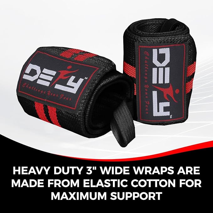 DEFY Fitness Wrist Wraps 18" Professional with Thumb Loops- Premium Quality, Strong Fastening Straps- Men & Women – Best for Weightlifting, Powerlifting,Strength Training