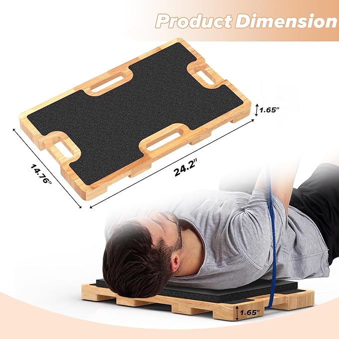 Wood Resistance Band Foot Plate, Non-Slip Exercise Board with Free Soft Pad & Drawstring Bag for Strength Training, Stretching & Balance, Home Gym Fitness Platform for Full-Body Exercises