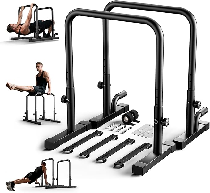 2026 Upgraded Dip Bars 880LBS Heavy Duty Dip Bar Station Height & Width Adjustable Parallel Bars for Full Body Strength Training Dip Stands Calisthenics Equipment for Home Push Up Bar
