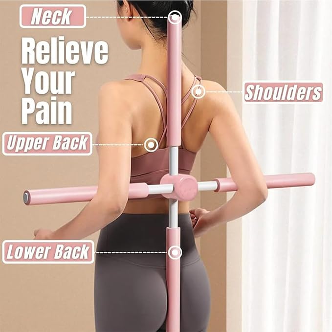Yoga Stick - 355g Ergonomic Exercise Pole, Spine Support Stretcher, Balance Corrector Rod | Portable Neck Shoulder posturr Fix Tool for Gym Office Home Travel Pilates Training Daily Sitting Aid