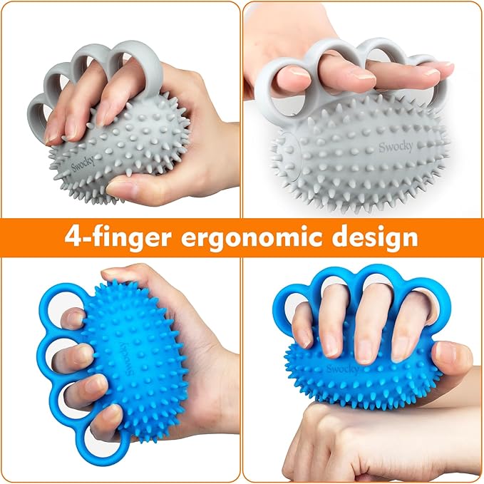 Swokcy Stress Balls for Adults – Hand Exercise Ball & Squeeze Ball Grip Strength Trainer for Finger Therapy, Stress Relief, and Hand Workout(2 pack)