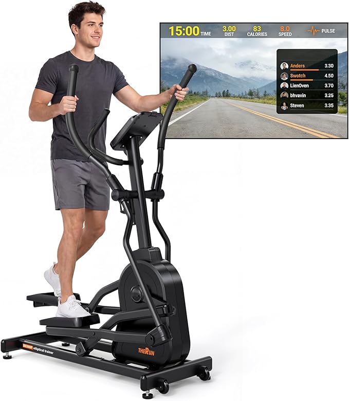 THERUN Elliptical Exercise Machine, Elliptical Machine for Home Use, Magnetic Elliptical Training Machines with 20IN Stride & 32-Level Resistance, Upload 350LBS, Pulse Sensor, App Connection
