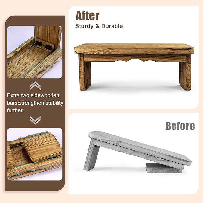 Meditation Bench - Yoga Bench,Wooden Zen Meditation Stool Kneeling Bench for Mindfulness Practice Tea Ceremony and Relaxation Ergonomic Design for Comfort and Support Household，Dark Wood