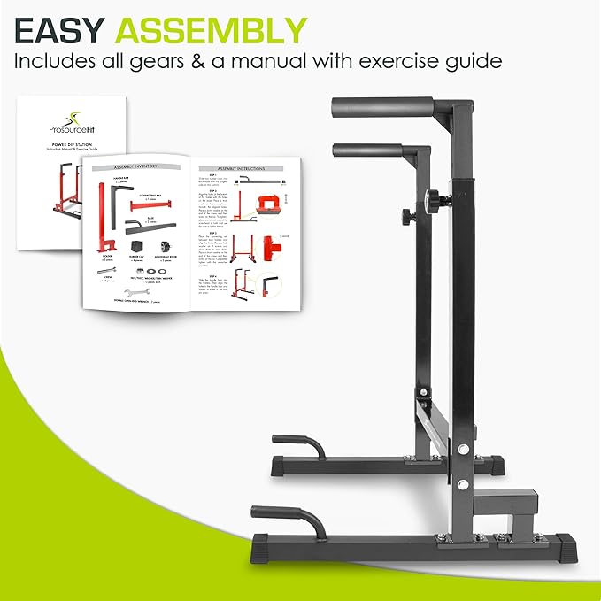 ProsourceFit Dip Stand Station, Heavy Duty Ultimate Body Press Bar with Safety Connector for Tricep Dips