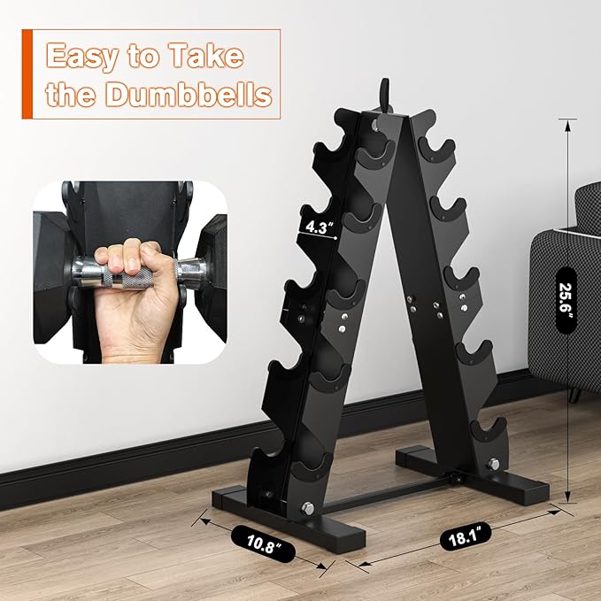 DERACY Dumbbell Rack Stand Only, Heavy Duty A-Frame Dumbbell Storage Rack, 5 tier Steel Dumbbell Holder for Home Gym Space Saver