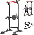 soges Power Tower Pull Up Bar Station, Dip Station for Home Gym, Height Adjustable Heavy Duty Strength Home Training Fitness Workout Equipment