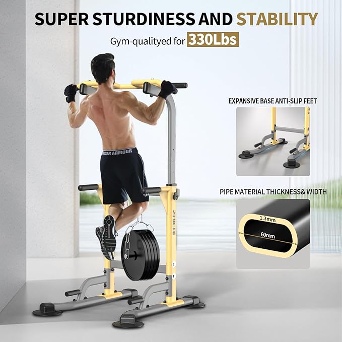 Pull Up Dip Station For Home Gym Strength Training Fitness Workout Station Chin-Ups Push-Ups Pull-Ups Dip-Ups 330LBS T055CDC