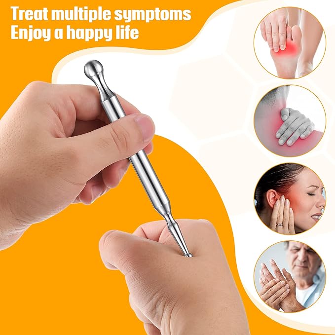 Stainless Steel Acupressure Bar Massage Pen Manual Acupressure Pen-Deep Tissue Massage Tool Relaxing Acupuncture Tools Massage Tools for Full Body Relaxing