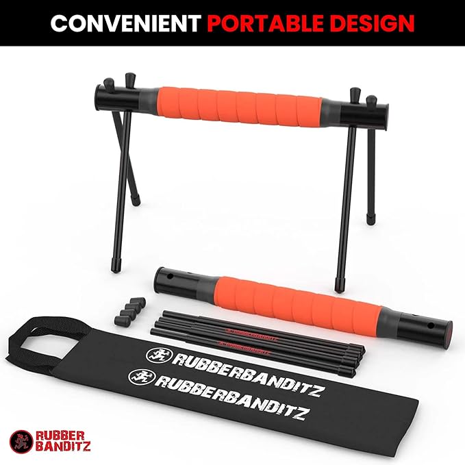 Rubberbanditz Parallette, Parallel Bars & Dip Station | At Home Gym Workout Equipment, L-Sit Bars & Calisthenics Equipment for Home. Perfect for Push Ups, Dips, Handstands & Gymnastics.