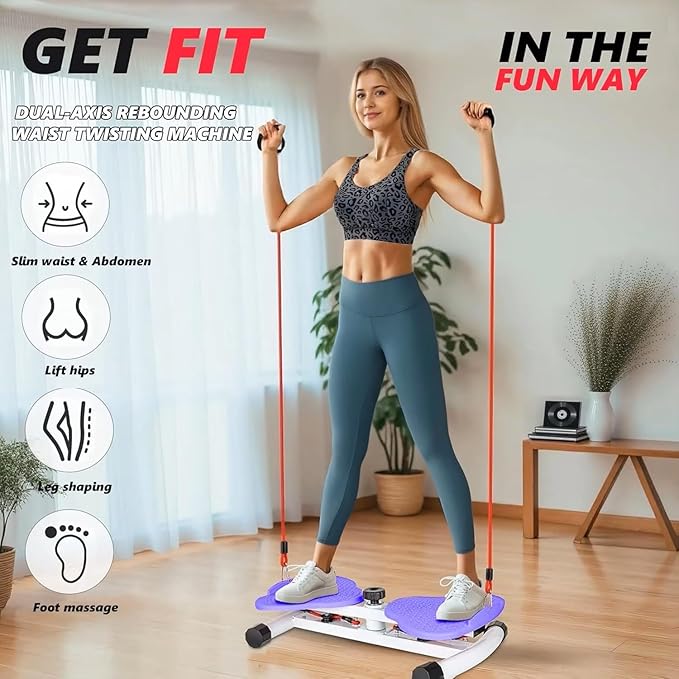Waist Twister Ab Machine, 300 lbs Capacity Abs Workout Equipment for Slim Waist & Core Training, Quiet Home Gym Exercise Machine for Women & Men