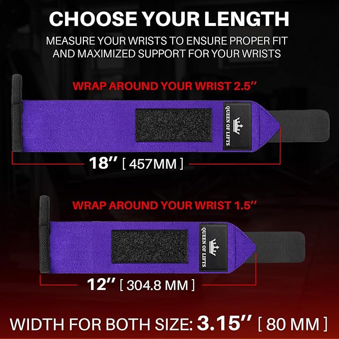 TECEUM Weightlifting 18" & 12" Wrist Wraps with Thumb Loop – Heavy Duty Wrist Workout Braces for Men and Women – Ideal for Powerlifting, Strength Training, Bodybuilding
