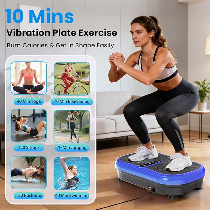 AXV Vibration Plate Fitness Platform Exercise Machine Vibrating Lymphatic Drainage Shaking Workout Full Body Shaker Vibrate Stand Shake Board Sport Gym Pad for Weight Loss Fat Burner for Women Men