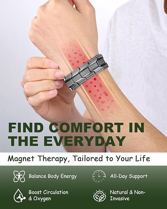 MagEnergy Copper Bracelet for Men, 3X Strength Magnetic Bracelet with 99.99% Pure Copper Ring & 3500 Gauss Magnets, Adjustable Length with Sizing Tool