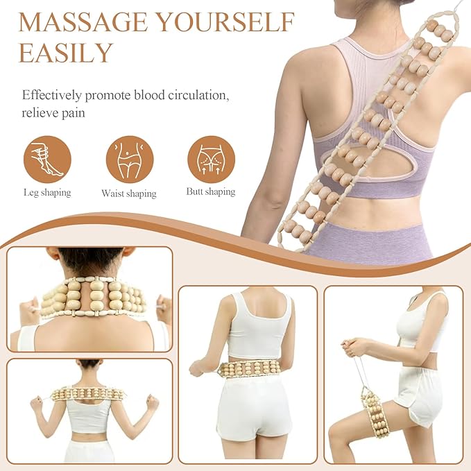 4Pcs Wood Therapy Massage Tools Lymphatic Drainage Massager Wooden Massager Body Sculpting Tools for Maderoterapia,Anti-Cellulite,Pain Relief(4-in-1 Massager)