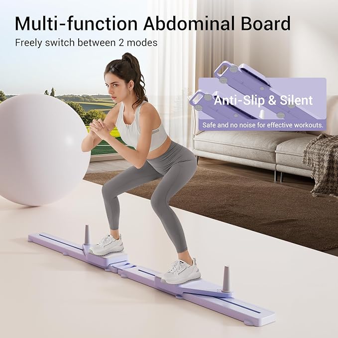 Pilates Board, Multifunctional Abdominal Plate Sets, Detachable Ab Trainer Machine for Home, 6 in 1 Pilates Sliding Board, Foldable Pilates Reformer for Women Core Workouts