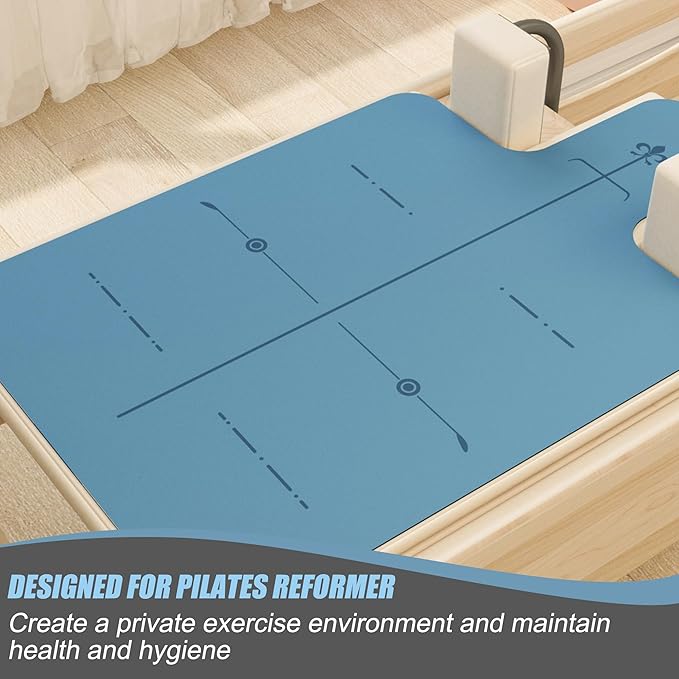 Soft Pilates Reformer Mat - 3.5mm Thick Pilates Reformer Cover Mats with Position Line & Non-Slip Rubber Backing, Sweat-Wicking and Quick-Drying Exercise Mat for Yoga Fitness