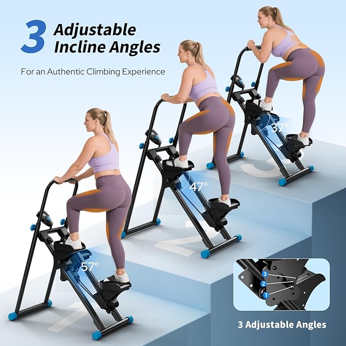 Foldable Stair Stepper for Home, Adjustable Stair Climber with 4 Heights & 3 Angles, Compact Folding Vertical Stair Master for Exercise at Home for Full-Body Workout