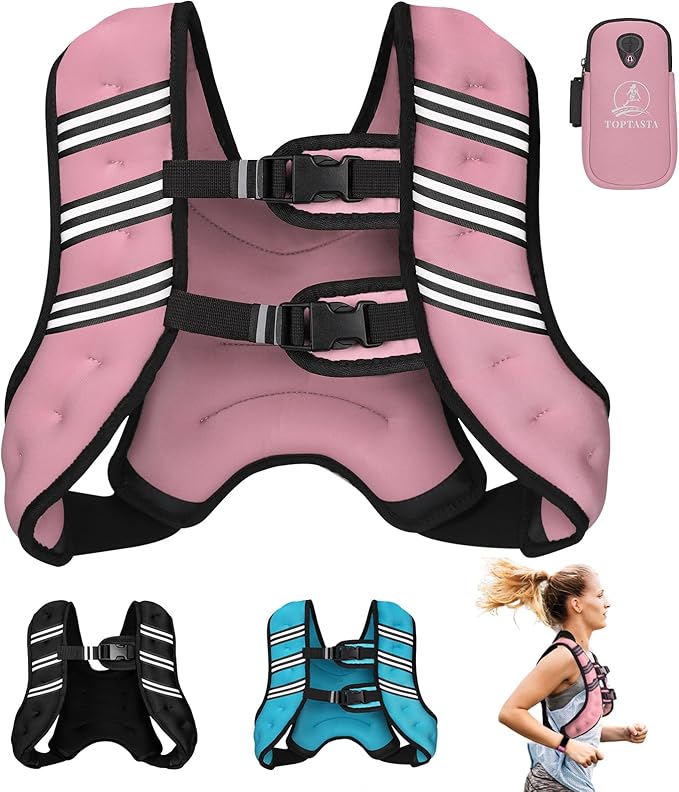 Weighted Vest for Women Men, 6lb/8lb/12lb/16lb/20lb/25lb/30lb Adjustable Weight Vest with Reflective Stripes for Workout, Strength Training, Running, Fitness, Muscle Building, Weight Loss, Rucking Vest With Phone Pouch