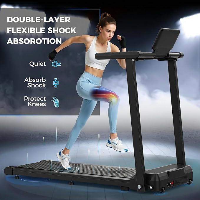 Treadmills for Home Foldable Treadmill with Handles 3 HP Folding Treadmills Walking Pad Treadmill with Handle Bar Quiet Walking Machine, 300LBS Capacity Portable Small Running Pad Home Gym