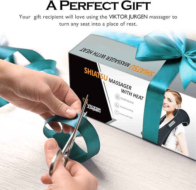 VIKTOR JURGEN Mothers Day Gifts for Mom, Wife, Women & Her, Shiatsu Neck and Shoulder Massager with Heat Deep Tissue Kneading Sports Recovery Massagers for Back, Relaxation Gifts for Husband, Him, Men