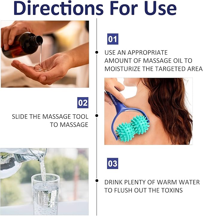 Spiky Massage Balls Rollers with Dual Ball Design, Manual Massage Stick with Ergonomic Handle, Lightweight and Portable Point Muscle Massages Tool Pain Relief for Back Neck Shoulder Leg