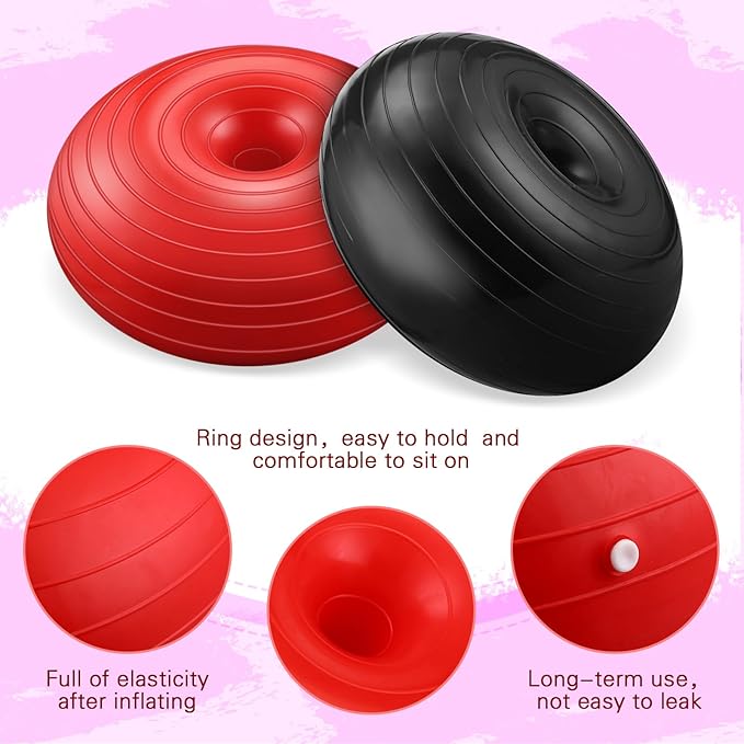 Libima 8 Pcs Flexible Seating for Classroom Inflatable Yoga Ball Chairs with Pump Donut Exercise Ball Chair Cushion Seat for Office Balance and Stability Training Home Gym