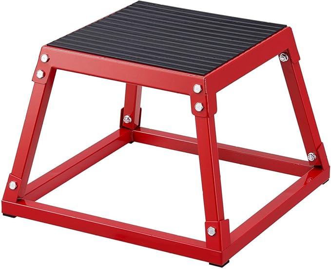 Plyometric Jump Box 12 Inch - Steel Plyometric Box for Fitness, Agility Training - Home Gym Exercise Step Platform - Strength & Conditioning - Red