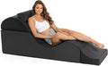 Avana Kami Convertible Chaise/Bed Bench for Yoga & Massage - 2-in-1 End of Bed Ottoman with Concealed Fold Out Yoga Lounge Chair, 22" Wide, Microvelvet Black