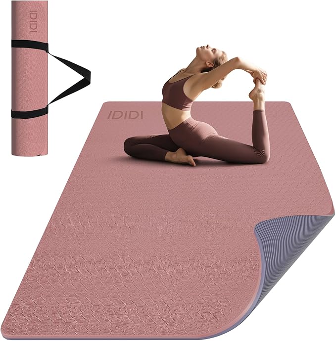 Large Yoga Mat (6'x 4') - Extra Long and Wide Workout Mat for Men and Women,Non-Slip POE 0.32''/0.4'' Thick Fitness Mat, Eco-Friendly, Thick Wide Exercise Mat for Home Workouts,Ideal for Yoga and Pilates.