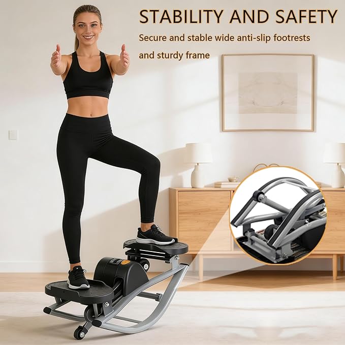 Rock Stepper Side to Side Step Fitness Machines Features A Digital Display, Resistance Bands, and A Floor Mat, Suitable for Home and Office Fitness