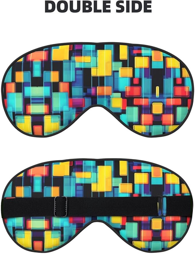 Square Geometry Diagram Head-Mounted Double-Sided Light-Blocking Sleeping Eye mask to Protect Eyes and Relieve Eye Fatigue