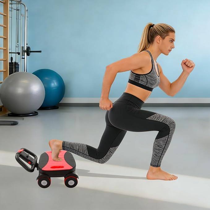 AB Roller Wheel with Elbow Support, 4-Wheel Stable Ab Roller for Core Training, Heavy Duty 330 lbs Capacity Ab Wheel with Phone Holder, Foldable Handles Home Gym Ab Workout Equipment