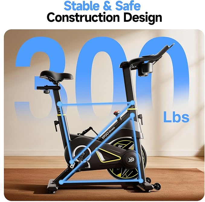 Exercise Bike, Adjustable Magnetic Resistance Stationary Bikes for Home Cardio with Exclusive App, Indoor Bike with 330lbs Weight Capacity Comfortable Seat, Tablet Mount and Fitness Courses