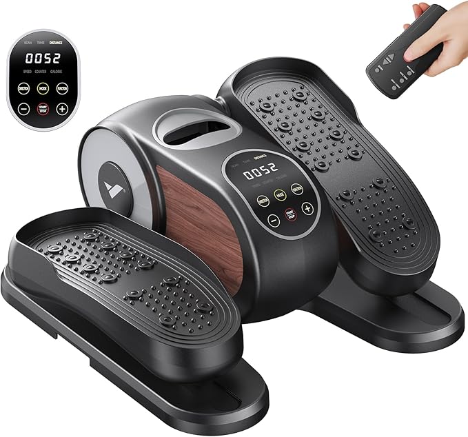 MERACH Under Desk Elliptical Machine, Leg Exerciser While Sitting for Seniors with Remote Control & 12-Speeds, Quiet Portable Electric Seated Pedal Exerciser Machine for Home Office