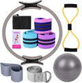 Yoga Sets for Women Pilates at Home Equipment Pilates Magic Ring Booty Bands for Working Out Glutes Yoga Ball 25cm Figure 8 Resistance Band Yoga Bands for Stretching