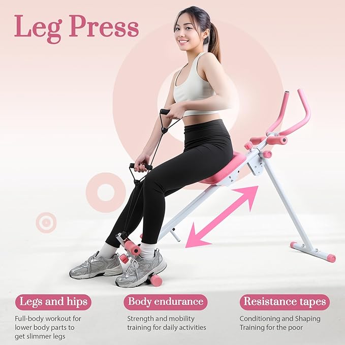 4-in-1 Foldable Ab Machine, 5-Level Adjustable Ab Glider Machines with LCD Display, Abdominal Trainer for Stomach Workout, Ab Workout Equipment for Home Gym, Full Body Fitness