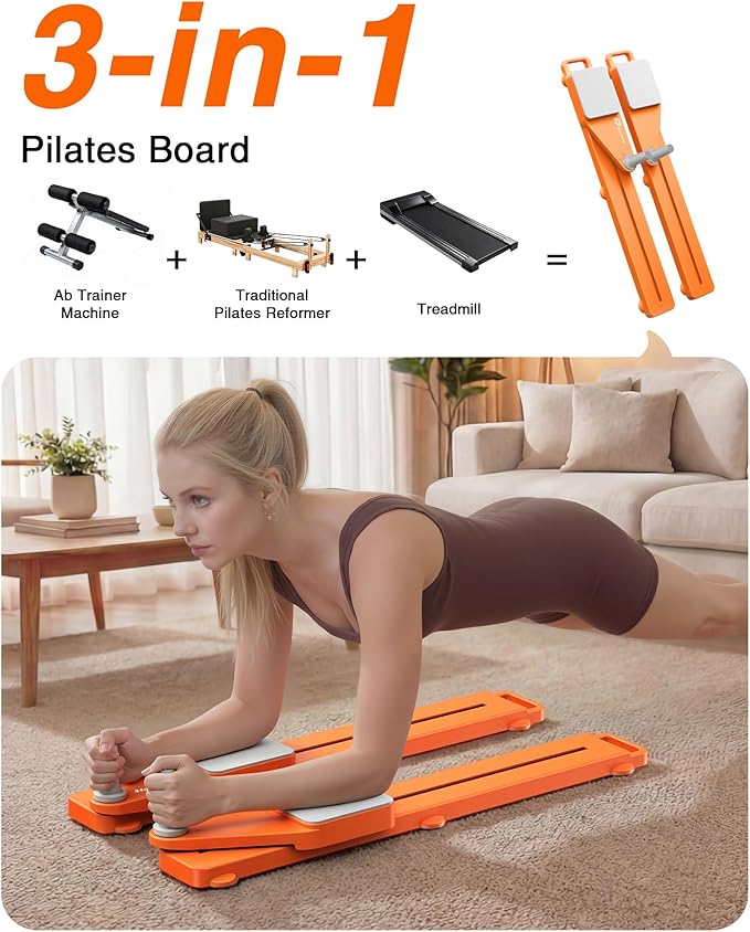 Pliates Board - Multifunctional Portable Pilates Reformer Machine & Ski Machine & Exercise Equipment for Home Gym Full Body Workout