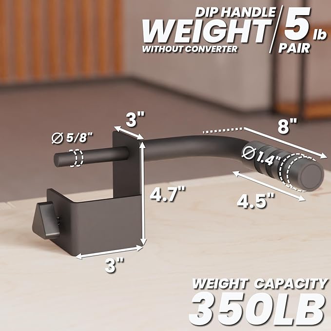 Synergee Dip Handles for Power and Squat Racks. Dip Stand Compatible with 2x2, 2x3, and 3x3 Racks. Dip Bars for Tricep Dips, Bodyweight Training, and Upper Body Workouts