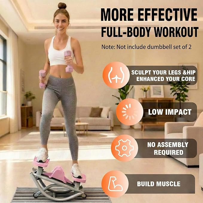Rock Stepper for Exercise at Home, Lateral Rocking Stepper with Digital Counter & Resistance Bands, 330 LBS Weight Capacity & Low Impact, Ski Machine Full Body Workout Equipment