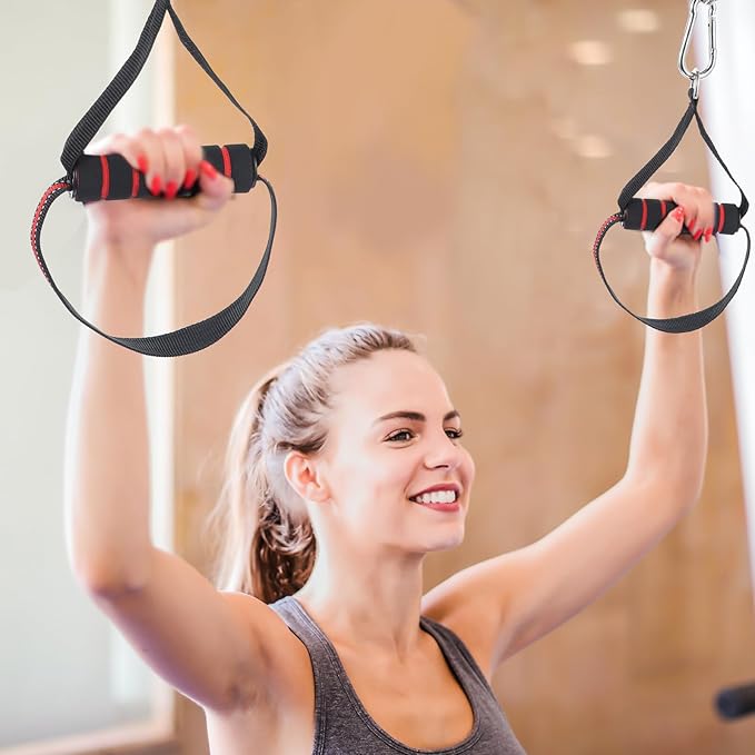 TOYANDONA Resistance Band Handle Workout Pull-up Exercise Handle Cable Machine Attachment Strength Training Home Gym Back and Chest Workout Equipment