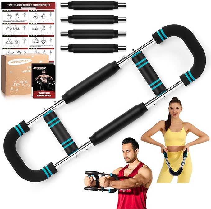 Twister Arm Trainer, 30-120 lbs Adjustable Twister Arm Chest Exerciser with 4 Spring & Poster for Men & Women, Detachable Power Twister Home Fitness Equipment for Enhancing Upper Body Muscle